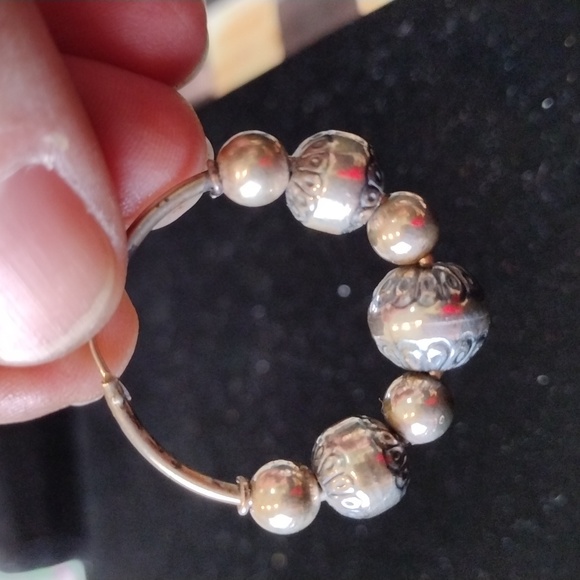 Carolyn Pollack Relios Sterling Silver Beaded hoop earrings - Picture 2 of 5